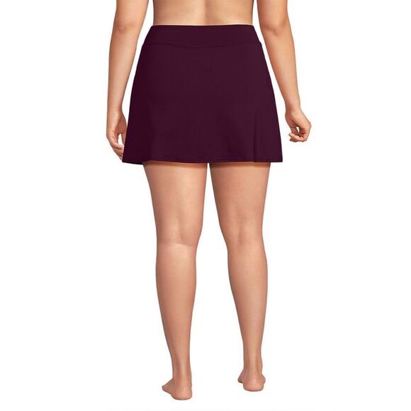 Land's End Plus Standard Size swimsuit bottom skirt control panty dark wine Var - Picture 4 of 6